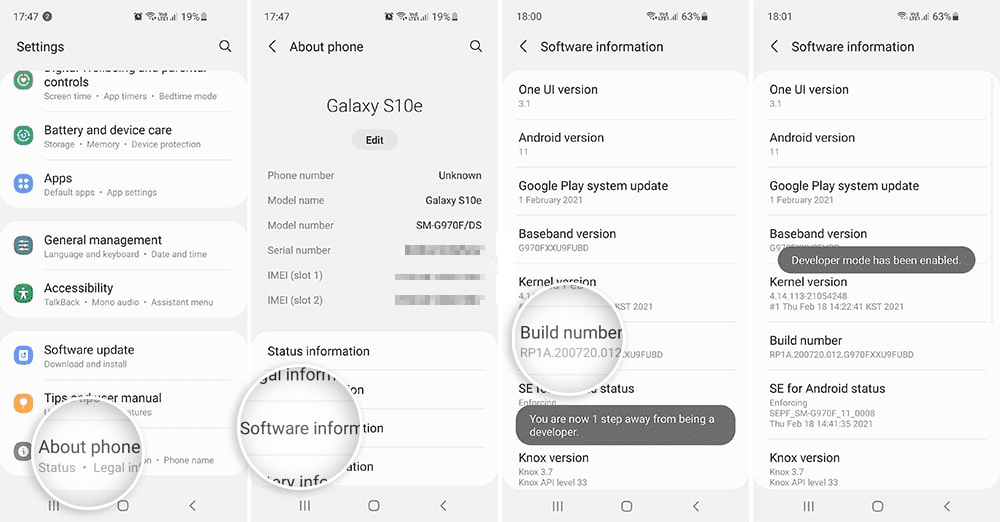 Activer les options du développeur sur un appareil Samsung Galaxy