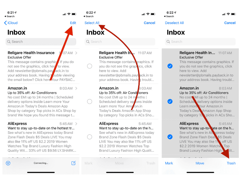 How to delete all emails at once on iPhone [iOS 15.2.1] and iPad?