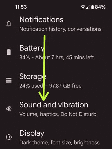 Paramètres de son et de vibration sur Android stock 12