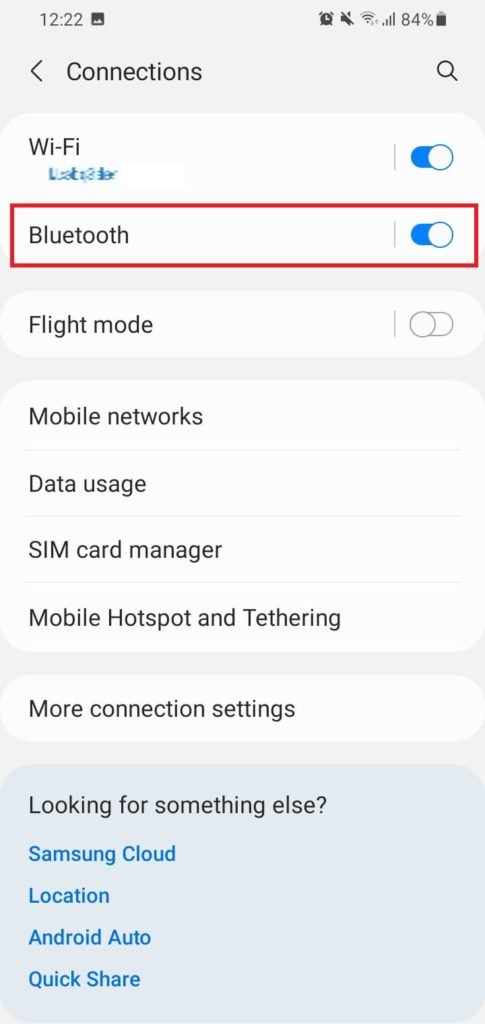 Paramètres Bluetooth sur Android