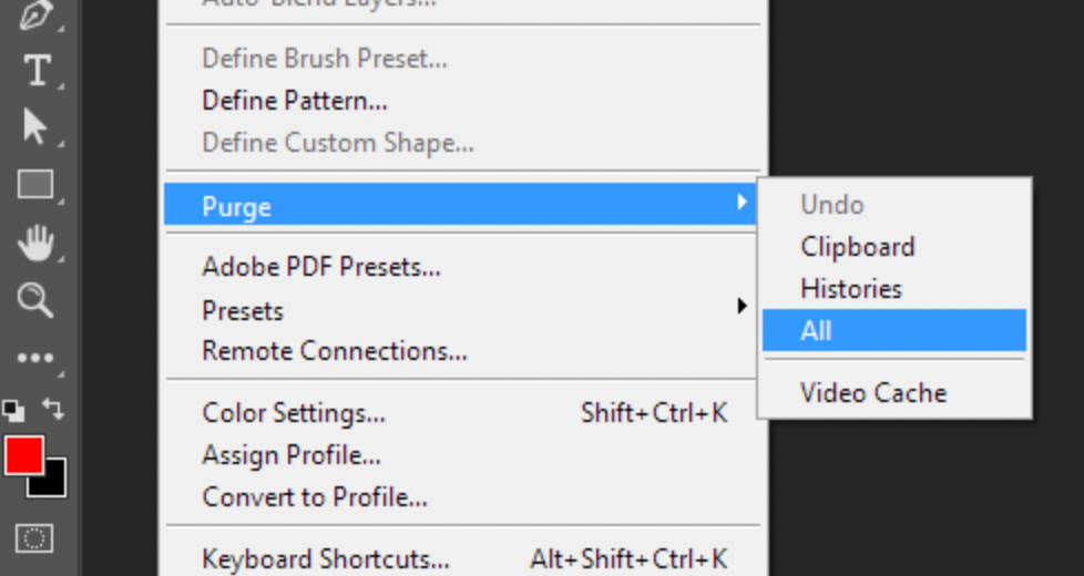 erreur de disque de travail sur Adobe Photoshop