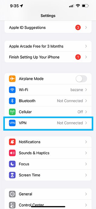Paramètres VPN sur iPhone
