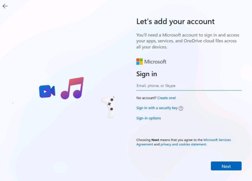 Connectez-vous à Microsoft sur la configuration de Windows 11