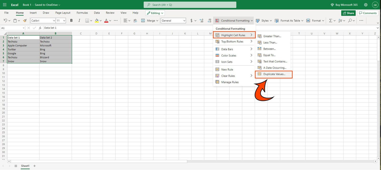 Mettre en surbrillance les valeurs en double dans Microsoft Excel