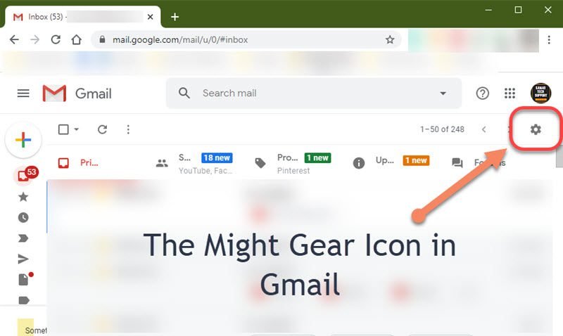 How to find Gear icon in Gmail