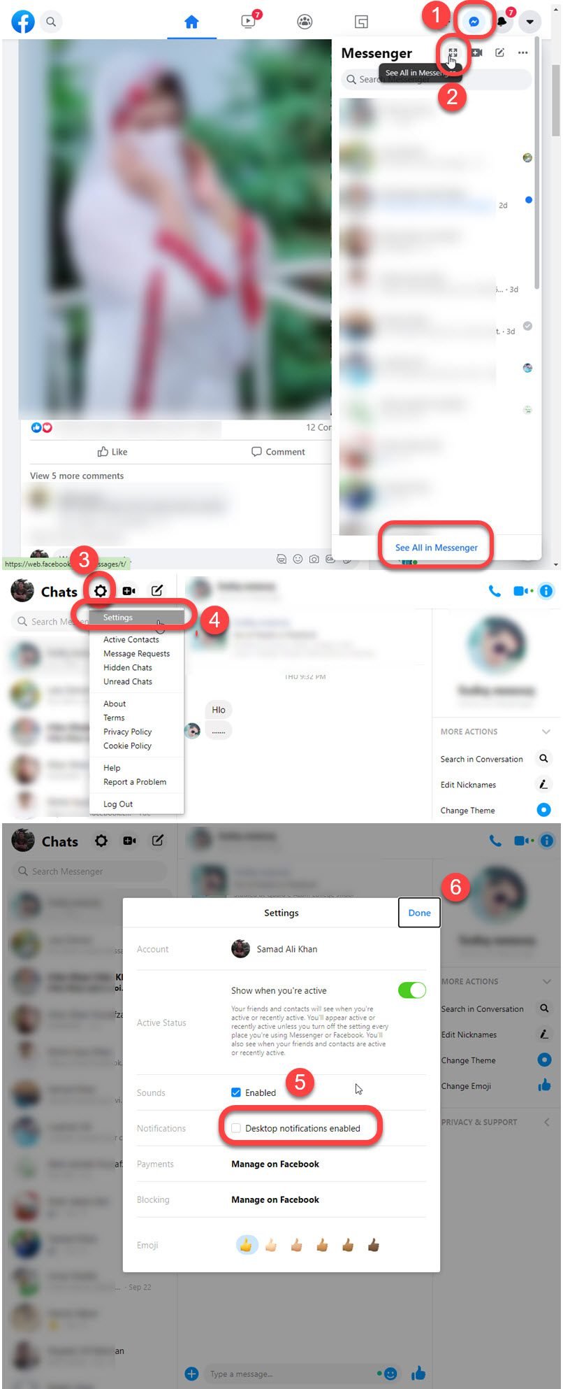 Turn off Messenger notifications on Facebook for PC