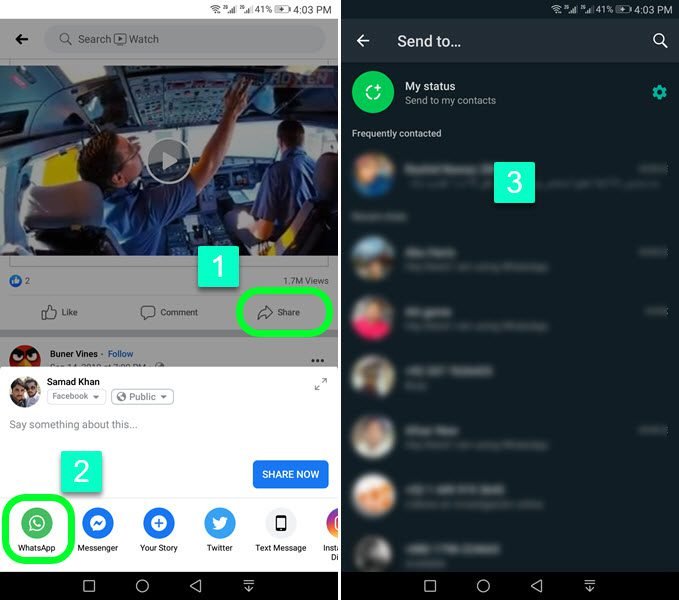 Directly Share Facebook Video on WhatsApp