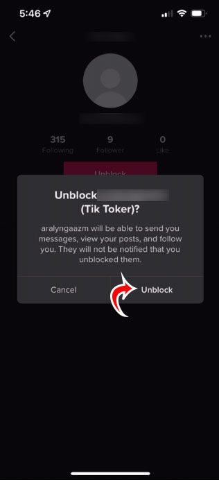 Débloquer un compte TikTok depuis sa page de profil
