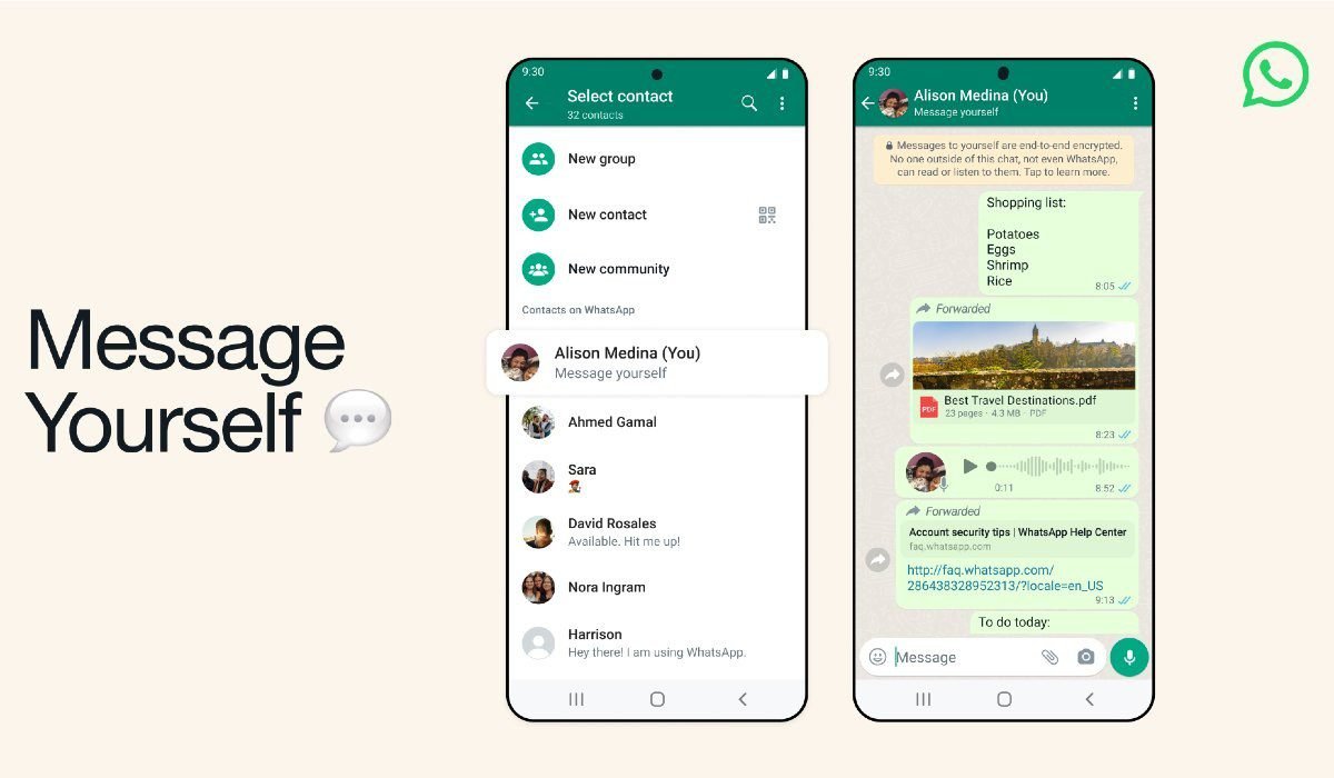 WhatsApp commence à déployer la fonction Message Yourself