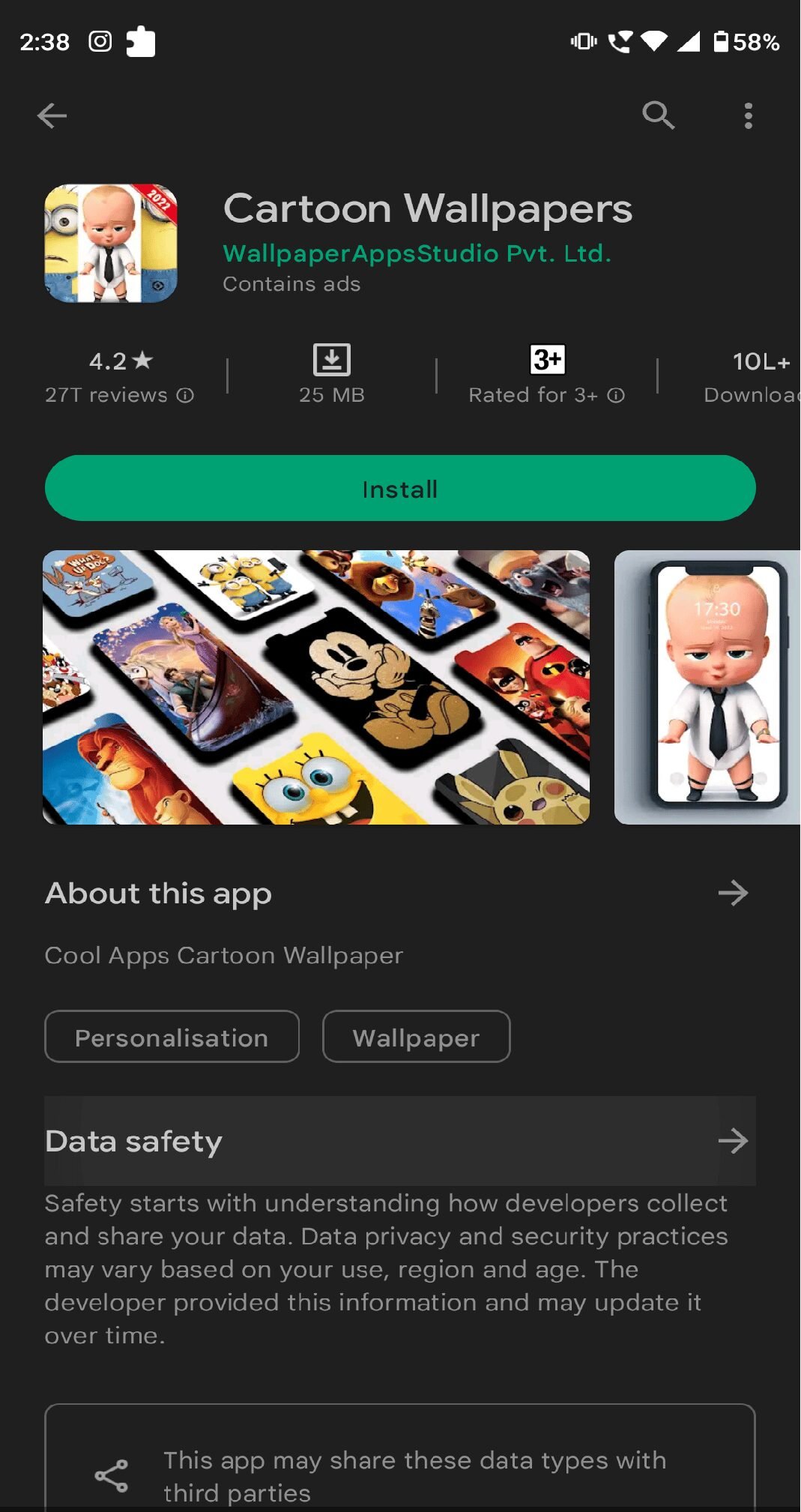 Fond d'écran de dessin animé Play Store