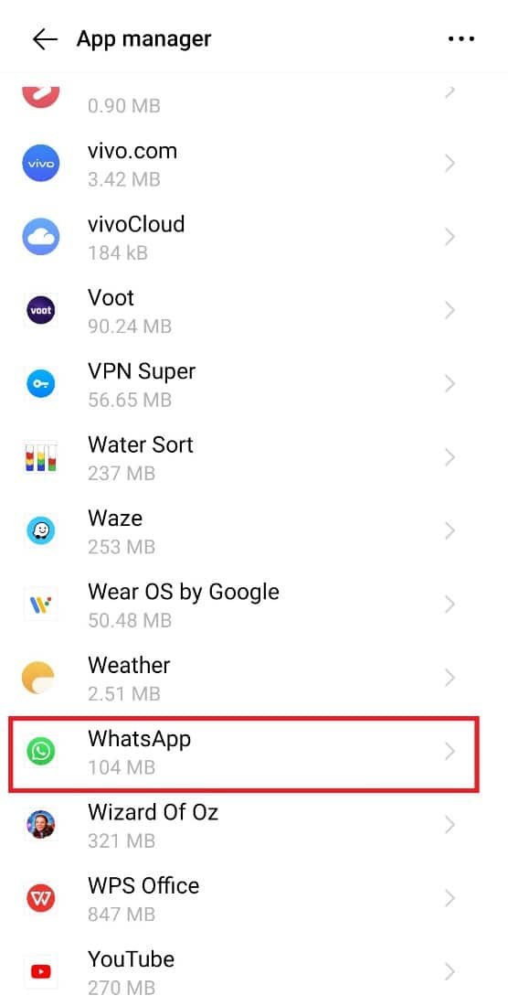 Appuyez sur Whatsapp
