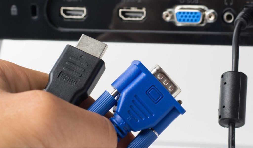 Choix entre une connexion HDMI moderne et une ancienne connexion VGA
